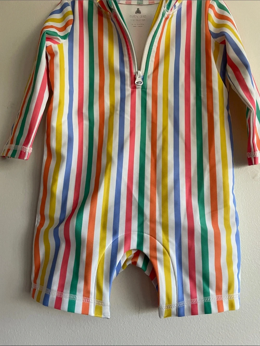 GAP Kids One-Piece Rash Guard Swim Suit - Rainbow Stripes